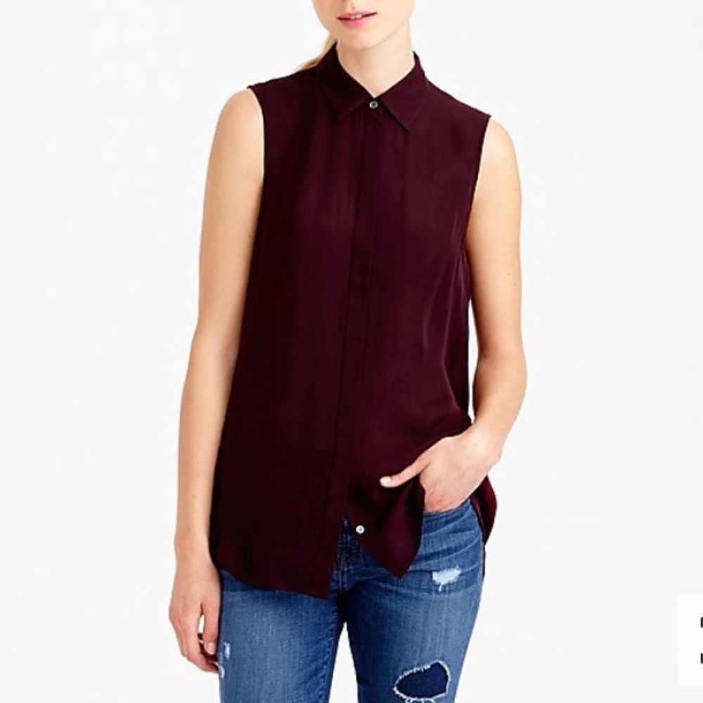 J Crew Plum Silk Sleeveless Blouse